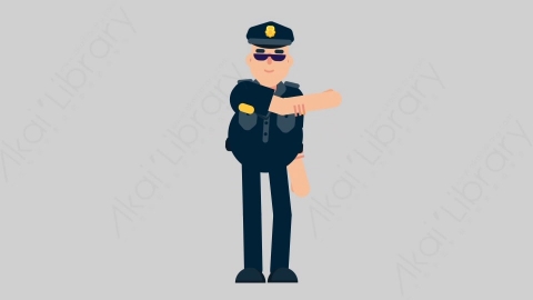 AE模板-POLICE 39 Pointing 2警官警察指向指点扁平人物职业角色