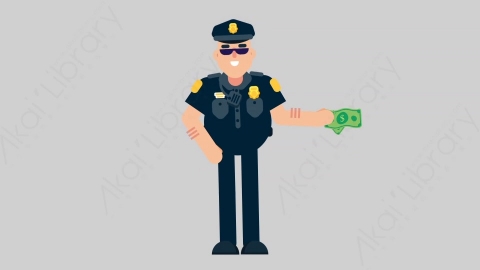 AE模板-POLICE 41 Pulling Money警官警察拿钱扁平人物职业角色