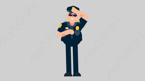 AE模板-POLICE 50 Stressed Out警官警察压力过大心力交瘁扁平人物职业角色