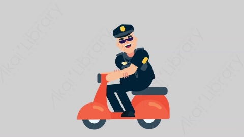 AE模板-POLICE 52 Scooter警官警察骑摩托车扁平人物职业角色