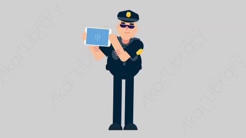 AE模板-POLICE 56 Showing Tablet警官警察展示平板电脑扁平人物职业角色