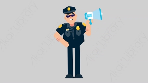 AE模板-POLICE 58 Speech警官警察演讲发言扁平人物职业角色