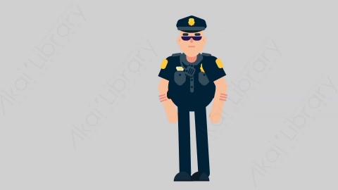 AE模板-POLICE 59 Stabbed警官警察被刺伤扁平人物职业角色