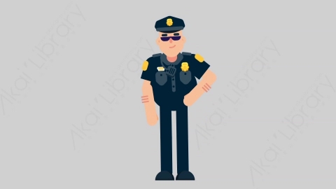AE模板-POLICE 60 Standing警官警察站立扁平人物职业角色