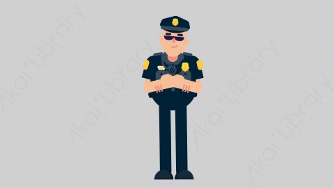 AE模板-POLICE 61 Standing 2警官警察站立扁平人物职业角色