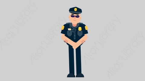 AE模板-POLICE 62 Standing 3警官警察站立扁平人物职业角色