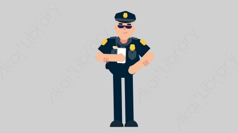 AE模板-POLICE 63 Standing w Phone警官警察手持电话扁平人物职业角色