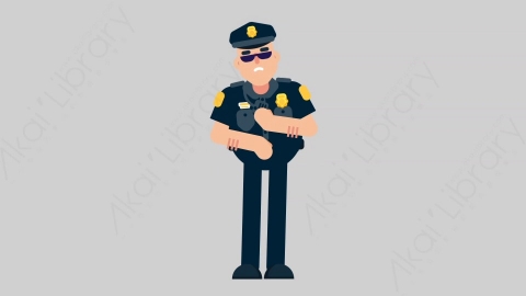 AE模板-POLICE 65 Stomach Pain警官警察肚子痛胃痛扁平人物职业角色