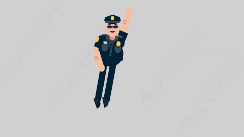 AE模板-POLICE 67 Superman警官警察超人动作扁平人物职业角色