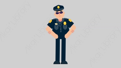 AE模板-POLICE 69 Talking警官警察说话讲话扁平人物职业角色