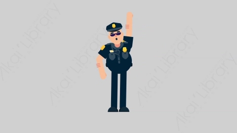 AE模板-POLICE 81 Yelling警官警察大喊大叫扁平人物职业角色