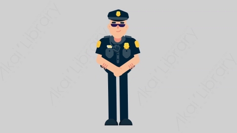AE模板-POLICE 82 Yes警官警察点头同意扁平人物职业角色