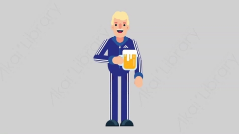 AE模板-SPORTSMAN 27 Cheering with Glass竞技体育运动员喝啤酒扁平人物职业角色
