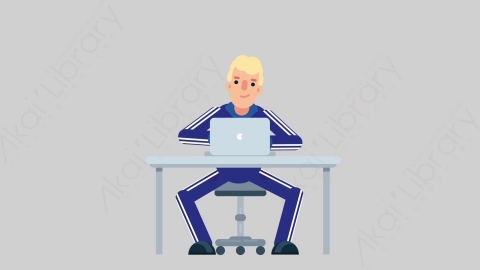 AE模板-SPORTSMAN 30 Typing on PC竞技体育运动员在电脑上打字扁平人物职业角色