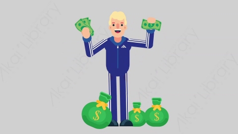 AE模板-SPORTSMAN 34 Money竞技体育运动员财产财富钱扁平人物职业角色