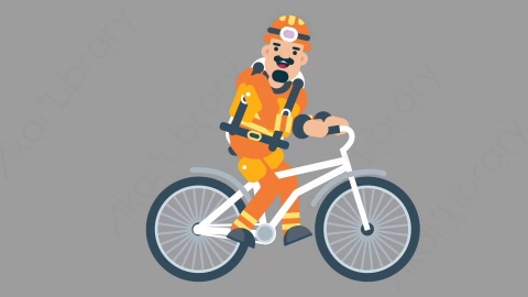 AE模板-FIREFIGHTER 04 Bicycle火警消防员骑自行车扁平人物职业角色