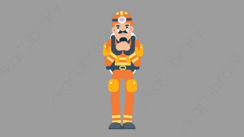 AE模板-FIREFIGHTER 08 Crying火警消防员悲伤哭泣扁平人物职业角色