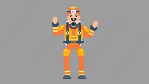 AE模板-FIREFIGHTER 09 Dance 1火警消防员跳舞舞蹈扁平人物职业角色