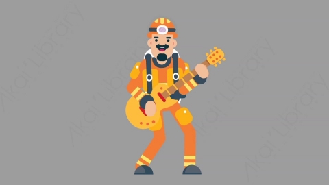 AE模板-FIREFIGHTER 20 Playing Guitar火警消防员弹吉他扁平人物职业角色