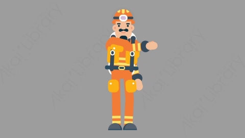AE模板-FIREFIGHTER 39 Pointing 2火警消防员指向指点扁平人物职业角色