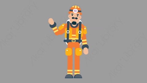 AE模板-FIREFIGHTER 40 Pointing 3火警消防员指向指点扁平人物职业角色