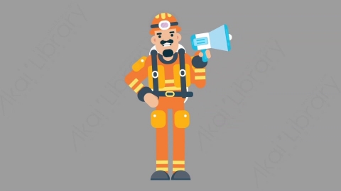 AE模板-FIREFIGHTER 58 Speech火警消防员演讲发言扁平人物职业角色