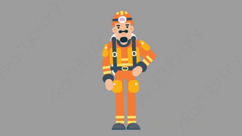 AE模板-FIREFIGHTER 60 Standing火警消防员站立扁平人物职业角色