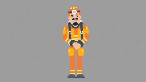 AE模板-FIREFIGHTER 62 Standing 3火警消防员站立扁平人物职业角色