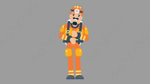 AE模板-FIREFIGHTER 65 Stomach Pain火警消防员肚子痛胃痛扁平人物职业角色