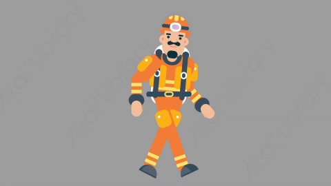 AE模板-FIREFIGHTER 77 Walking Cycle火警消防员一直步行扁平人物职业角色