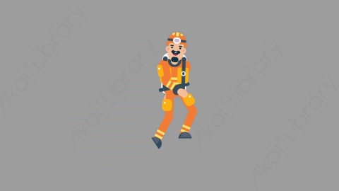 AE模板-FIREFIGHTER 78 Walking on Stairs火警消防员走楼梯上楼梯扁平人物职业角色