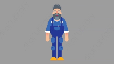 AE模板-MECHANIC 01 Basic机械工人修理工基本动作扁平人物职业角色