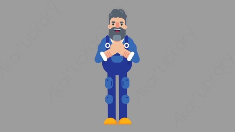 AE模板-MECHANIC 02 Applause机械工人修理工掌声欢呼扁平人物职业角色