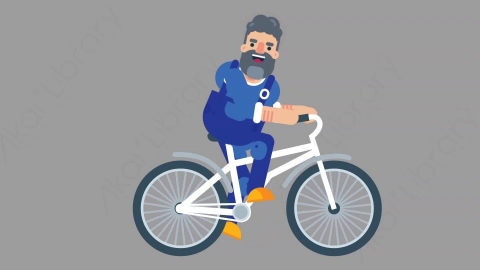 AE模板-MECHANIC 04 Bicycle机械工人修理工骑自行车扁平人物职业角色