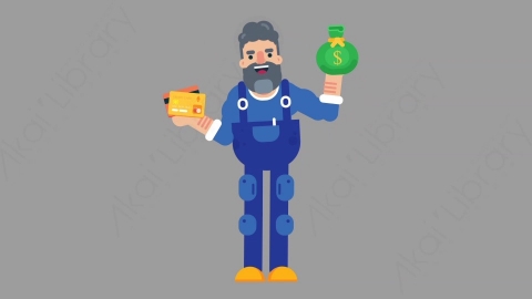 AE模板-MECHANIC 06 Comparison机械工人修理工比较对比扁平人物职业角色