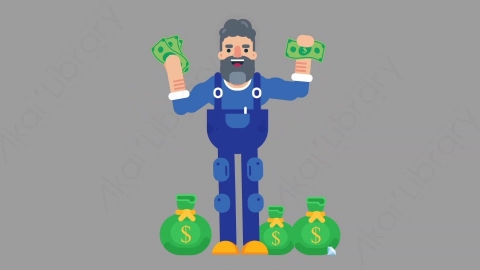 AE模板-MECHANIC 34 Money机械工人修理工财产财富钱扁平人物职业角色
