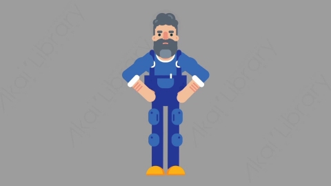 AE模板-MECHANIC 35 No机械工人修理工否认扁平人物职业角色