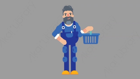 AE模板-MECHANIC 54 Shopping机械工人修理工购物扁平人物职业角色