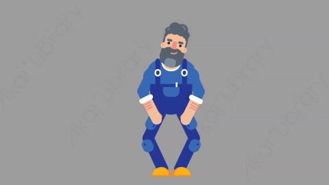 AE模板-MECHANIC 60 Standing机械工人修理工站立扁平人物职业角色