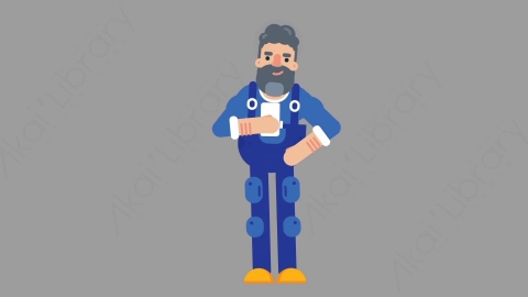 AE模板-MECHANIC 63 Standing w Phone机械工人修理工手持电话扁平人物职业角色