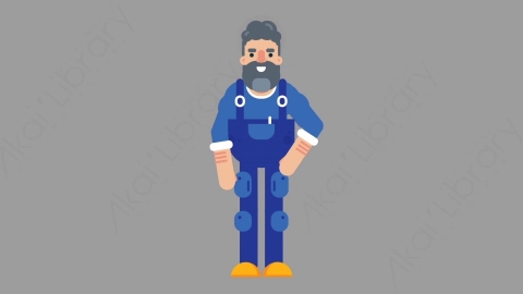 AE模板-MECHANIC 72 Tie机械工人修理工整理领带扁平人物职业角色