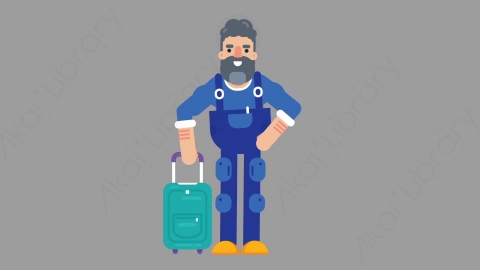 AE模板-MECHANIC 74 Traveling机械工人修理工旅游旅行扁平人物职业角色