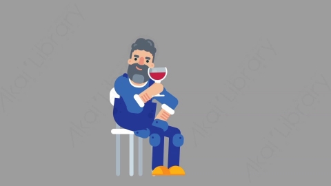 AE模板-MECHANIC 80 Wine Toast机械工人修理工喝红酒扁平人物职业角色