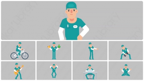 AE模板-NURSE医疗科技医生护士扁平人物职业角色