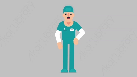 AE模板-NURSE 02 Applause医疗科技医生护士掌声欢呼扁平人物职业角色