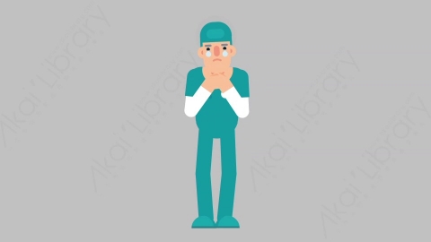 AE模板-NURSE 08 Crying医疗科技医生护士悲伤哭泣扁平人物职业角色