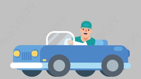 AE模板-NURSE 12 Driving医疗科技医生护士开车驾驶扁平人物职业角色