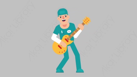 AE模板-NURSE 20 Playing Guitar医疗科技医生护士弹吉他扁平人物职业角色