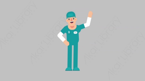 AE模板-NURSE 24 Hello医疗科技医生护士打招呼扁平人物职业角色
