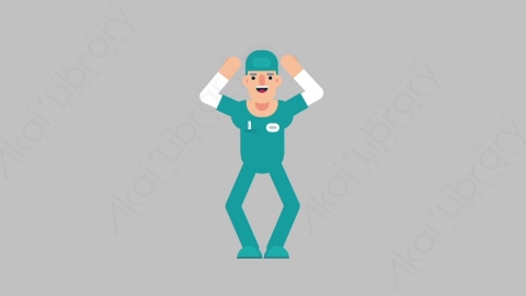 AE模板-NURSE 26 Cheering医疗科技医生护士欢呼喝彩扁平人物职业角色